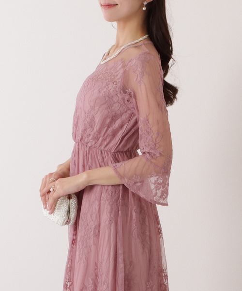 Lace Ladies 「Lace Ladies」 7分袖ワンピース M ブルーグレー