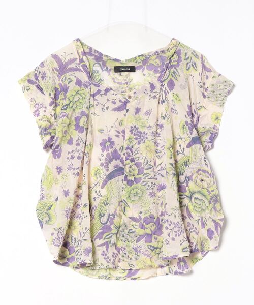 「ZUCCa」 半袖ブラウス M size ベージュ レディース