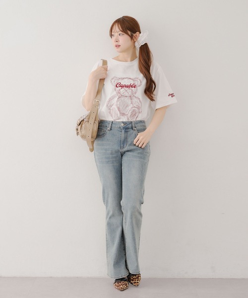 tシャツ 「portulaca」クマさんBRANCHチュニックTシャツ レディース ANOTHER BRANCH OLIVE des tシャツ 刺繍クマBIGT レディース
