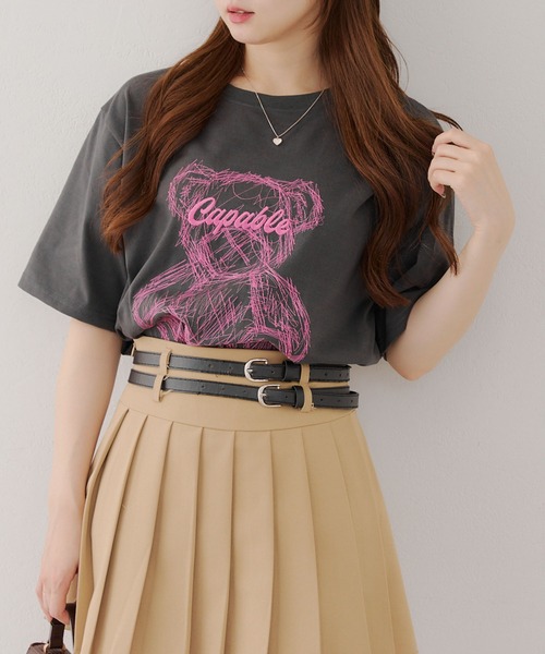 tシャツ 「portulaca」クマさんBRANCHチュニックTシャツ レディース ANOTHER BRANCH OLIVE des tシャツ 刺繍クマBIGT レディース
