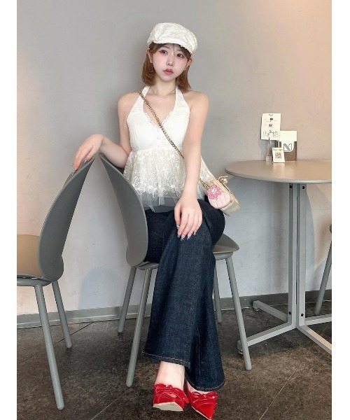 Darich（ダーリッチ） ホルターペプラムレーストップス レディース