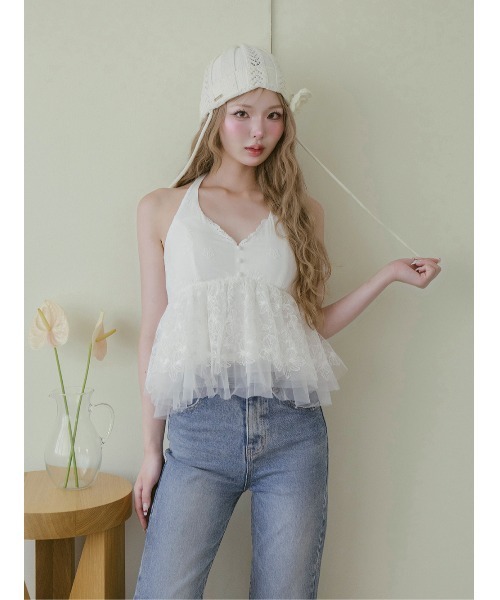 Darich ホルターペプラムレーストップス Darich ホルターペプラムレーストップス レディース : ZOZOTOWN
