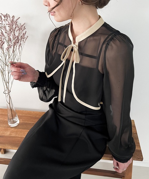 「JUNOAH」 長袖チュニック LARGE クリーム レディース