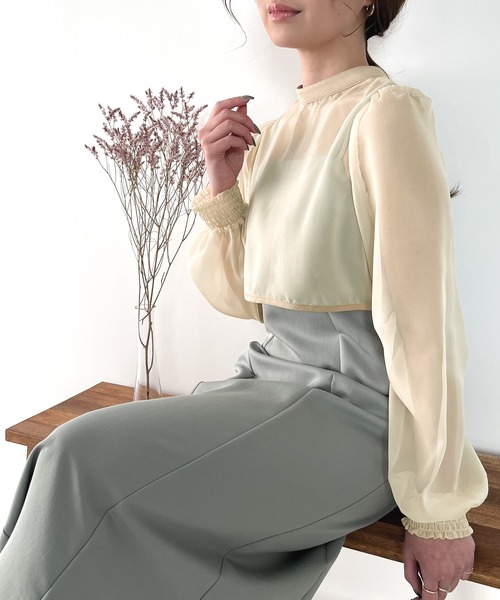 「JUNOAH」 長袖チュニック LARGE クリーム レディース