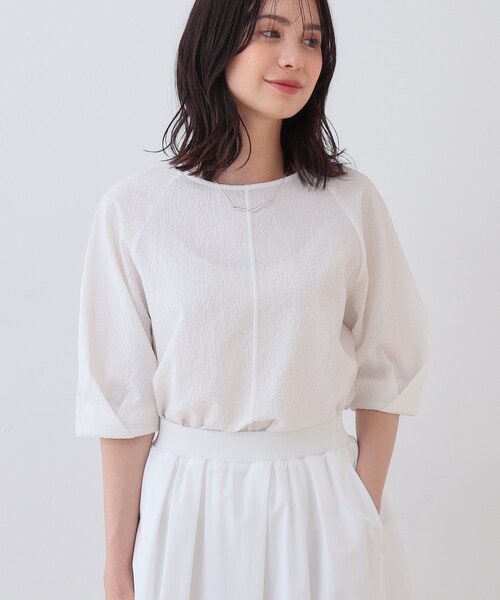 INDIVI ブラウス シャツ 「SETUP可能／涼しい」タックスリーブ