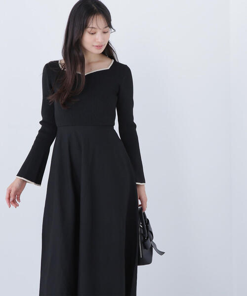 未使用に近い！NATURAL BEAUTY BASIC☆ワンピース バイカラーラインニットワンピース | NATURAL BEAUTY BASIC