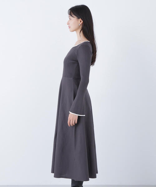 NATURAL BEAUTY BASIC ワンピース バイカラーハートネックニット