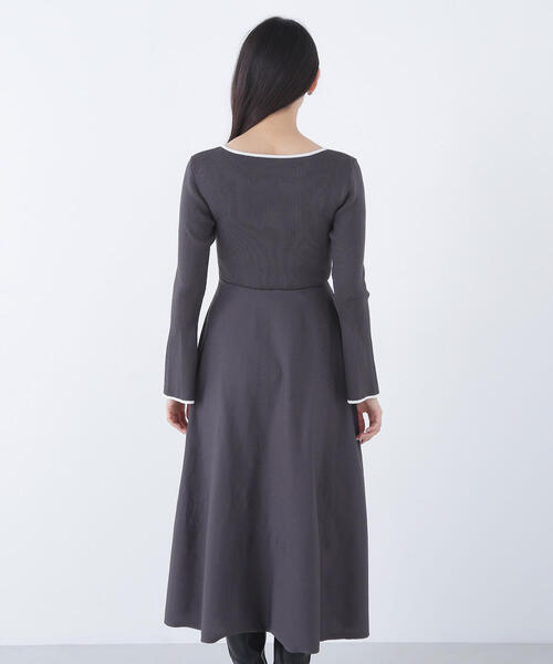 NATURAL BEAUTY BASIC ワンピース バイカラーハートネックニット
