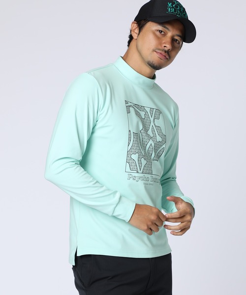 tシャツ 「GOLF」オリジナル総柄アートワーク モックネックＴシャツ メンズ