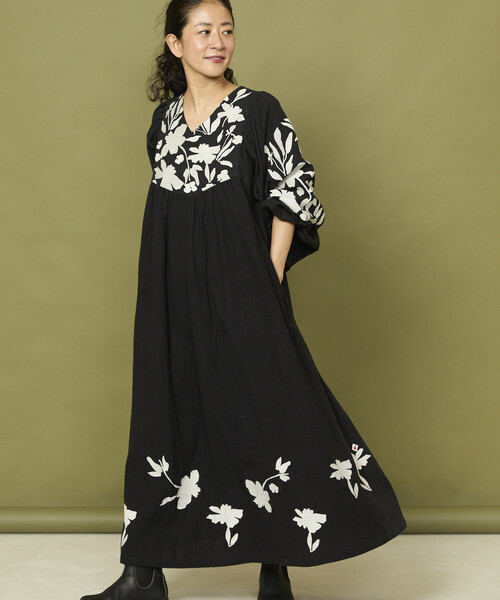 FREAK'S STORE ワンピース Freada/フリーダ インド 花刺繍
