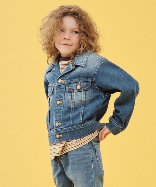 デニムジャケット アウター Lee/リー「110-160cm」キッズ ライダースジャケット 天然素材綿100％ キッズ 子供服 男の子 女の子の画像