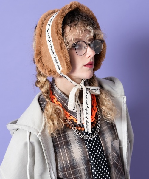 耳当て イヤーマフ an meets zakka ロゴコードリバーシブルショート