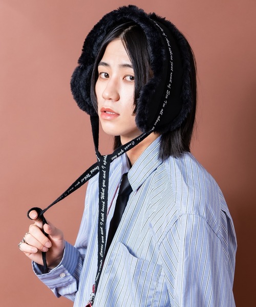 耳当て イヤーマフ an meets zakka ロゴコードリバーシブルショート