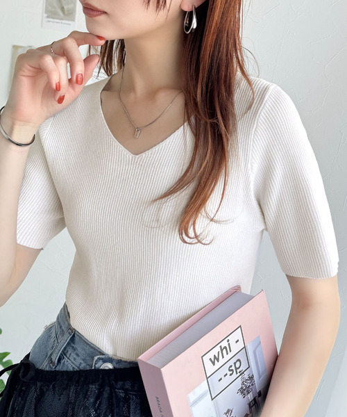 「classicalelf」 半袖ニット X-LARGE オフホワイト レディース_画像5