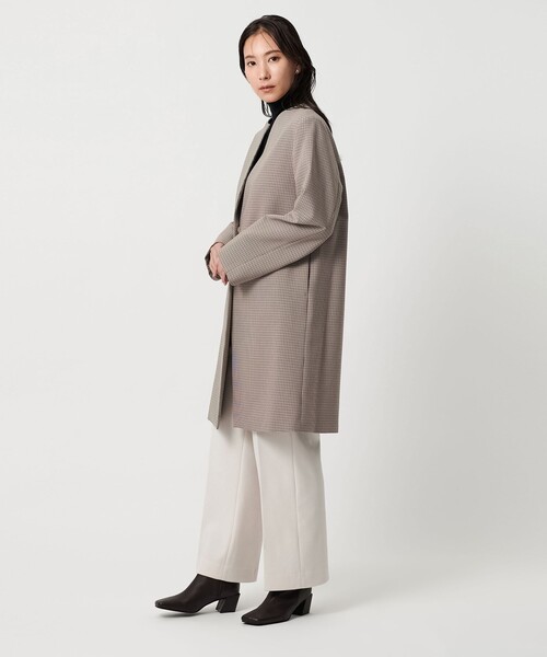 A DAY IN THE LIFE ノーカラーコート コート ダブルクロス キーネック