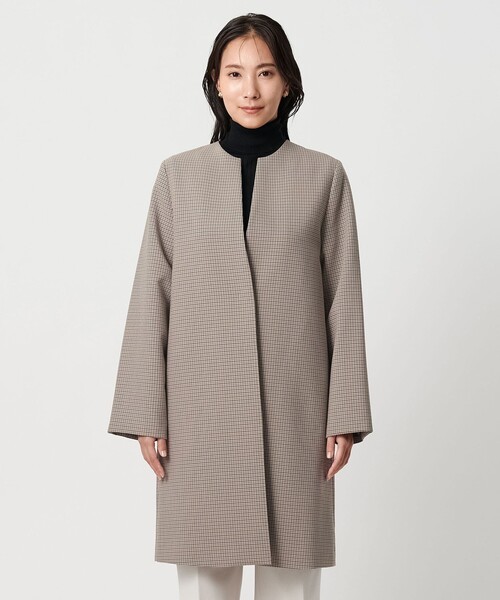 A DAY IN THE LIFE ノーカラーコート コート ダブルクロス キーネック