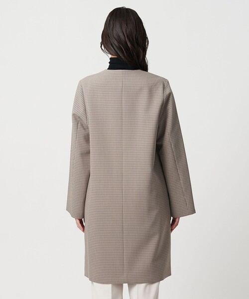 A DAY IN THE LIFE ノーカラーコート コート ダブルクロス キーネック