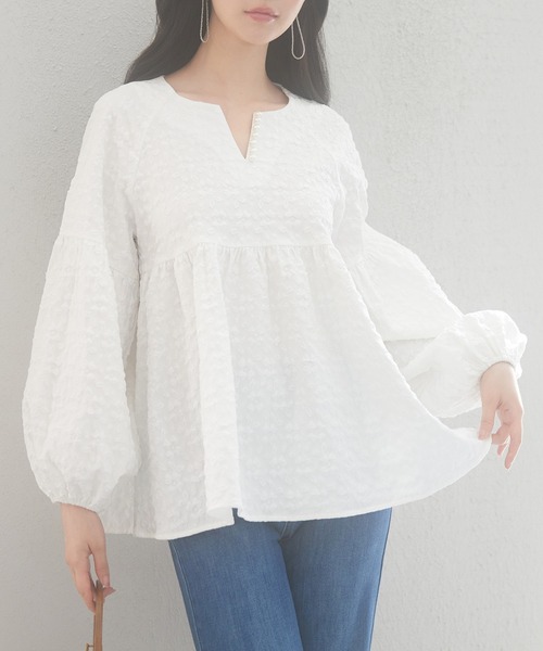 「SAISON DE PAPILLON」 長袖ブラウス L ベージュ レディース_画像3