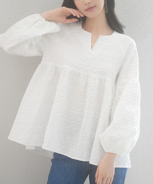 「SAISON DE PAPILLON」 長袖ブラウス L ベージュ レディース_画像4