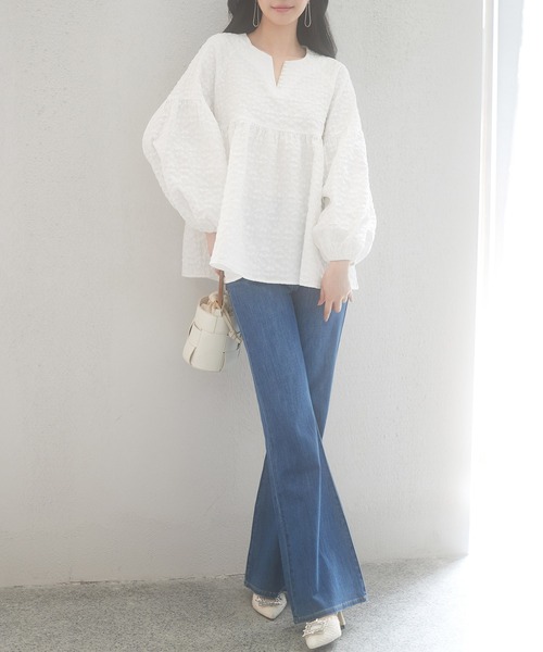 「SAISON DE PAPILLON」 長袖ブラウス L ベージュ レディース_画像8