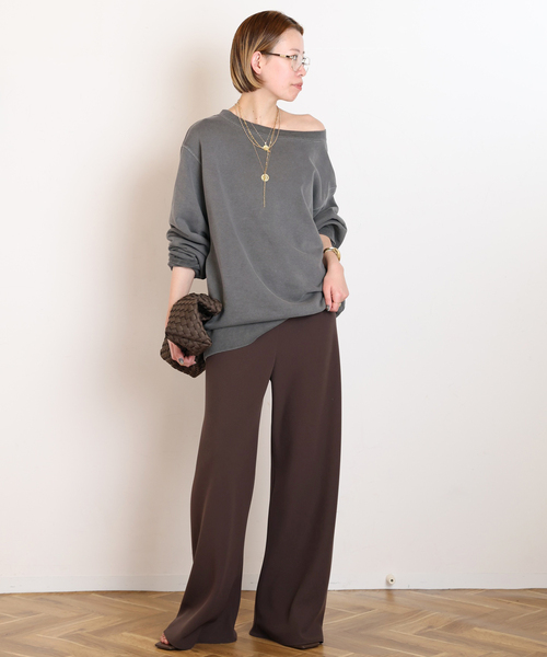 AP STUDIO スラックス パンツ 追加エラスティックパンツ(ブラウン