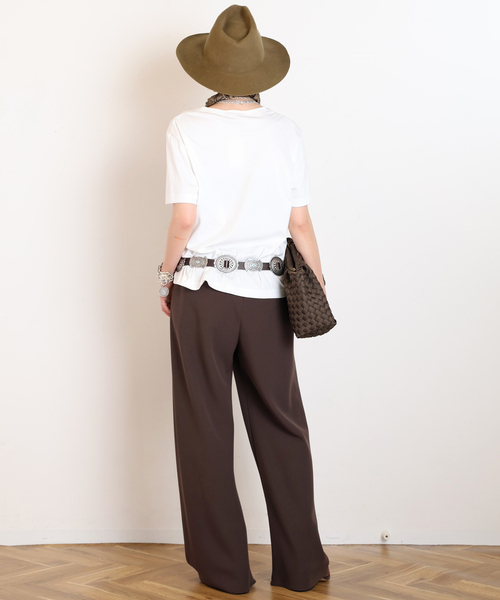 AP STUDIO スラックス パンツ 追加エラスティックパンツ(ブラウン