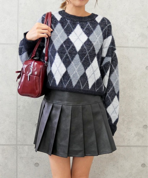 FUN ニット セーター シャギーアーガイルニット レディース : ZOZOTOWN