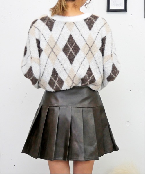 FUN ニット セーター シャギーアーガイルニット レディース : ZOZOTOWN