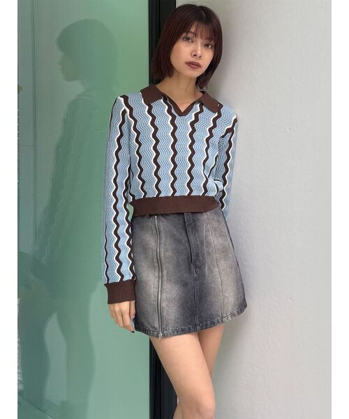 ムルーア　サイドオープンデニムスカート　デニムジャケット　ピンク MURUA（ムルーア） デニムスカート 「セットアップ対応」サイド