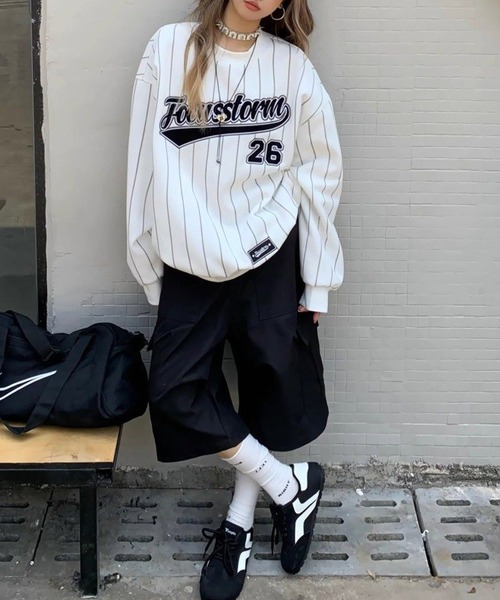 MEMECLE（メメクル） トレーナー スウェット 「 」ストライプ柄