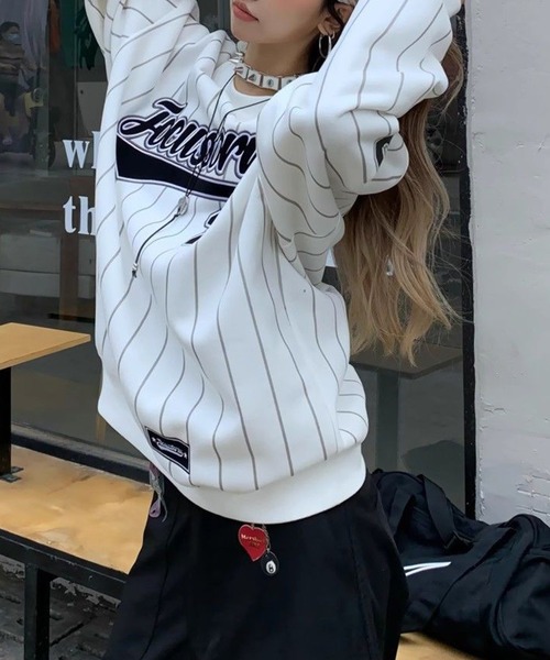 MEMECLE（メメクル） トレーナー スウェット 「 」ストライプ柄