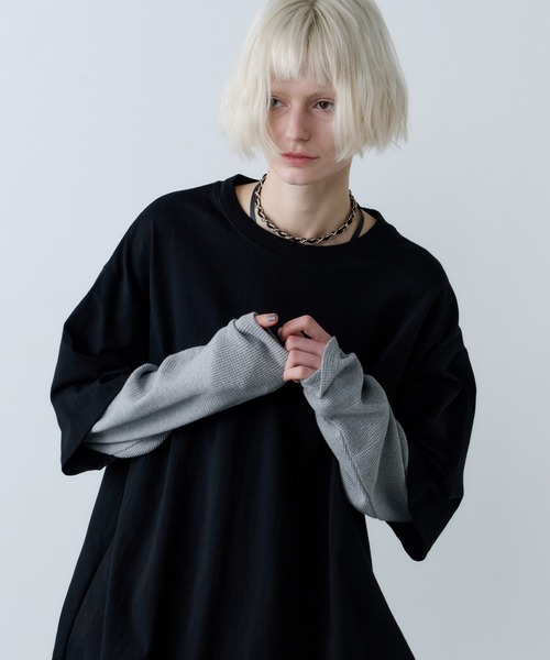 AFF AIVER tシャツ ワッフルレイヤードL/S TEE メンズ レディース 