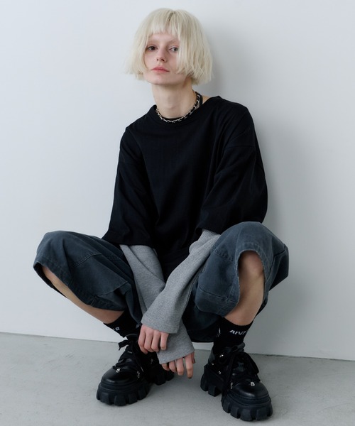 AFF AIVER tシャツ ワッフルレイヤードL/S TEE メンズ レディース 