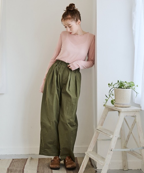 「Crisp」 パンツ FREE カーキ レディース_画像4