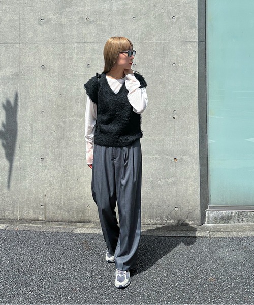 「feepur」 ニットベスト MEDIUM グレー レディース_画像5