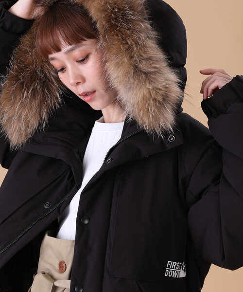 「FREAK'S STORE」 「FIRST DOWN」ダウンジャケット SMALL ブラック レディース_画像2