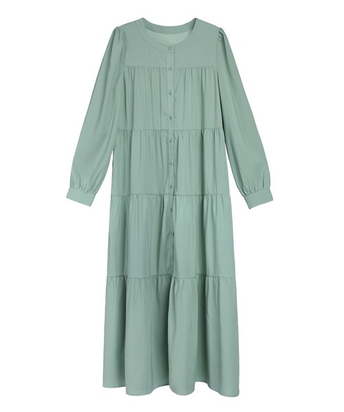 「DRESS PLUS」 長袖ワンピース L ダークラベンダー レディース_画像2