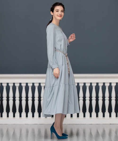 「DRESS PLUS」 長袖ワンピース L ダークラベンダー レディース_画像5