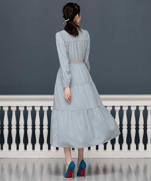 「DRESS PLUS」 長袖ワンピース L ダークラベンダー レディース_画像8