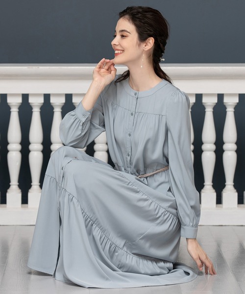 「DRESS PLUS」 長袖ワンピース L ダークラベンダー レディース_画像9