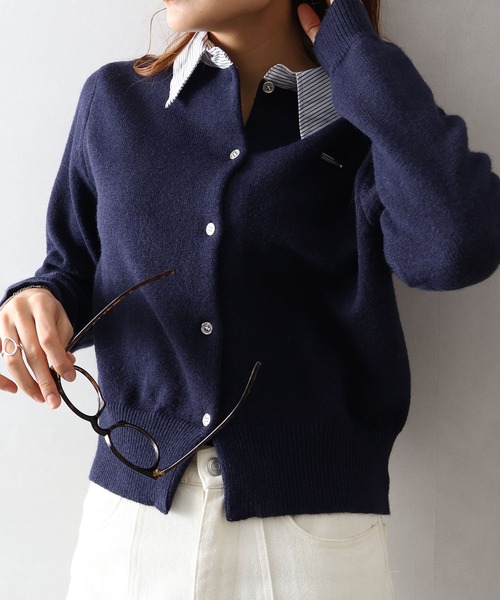 SpRay（スプレイ） カーディガン 衿ストライプニットカーディガン