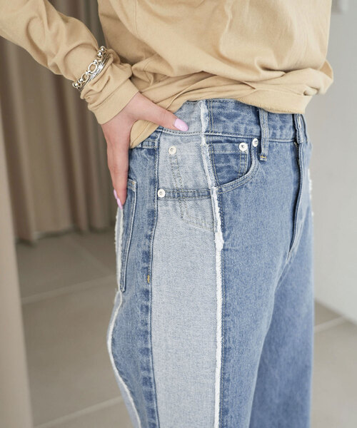 「SLOBE citron.」 デニムパンツ 36 サックスブルー レディース_画像8