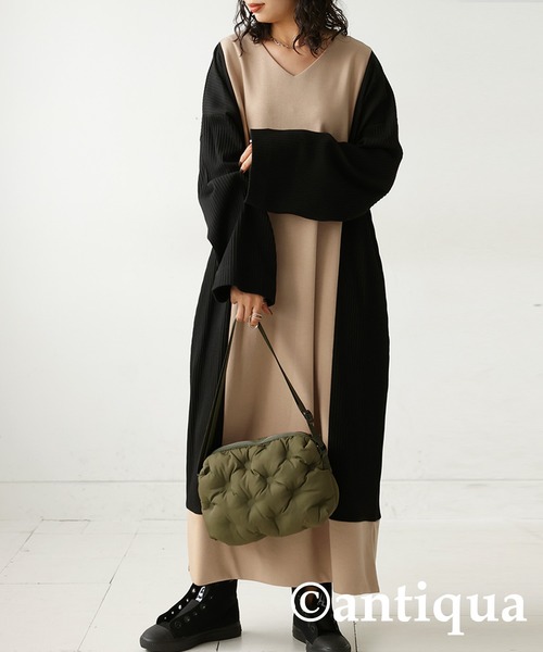 antiqua（アンティカ） 長袖ワンピース FREE ブラック レディース