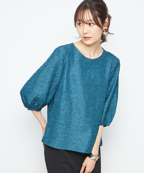 「A/C DESIGN BY ALPHA CUBIC」 7分袖ブラウス 11号 ブラック レディース_画像2