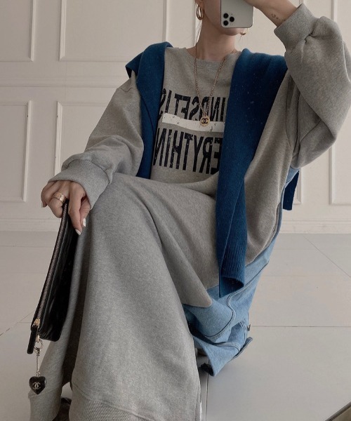 「N.s」 長袖ワンピース FREE グレー レディース_画像2