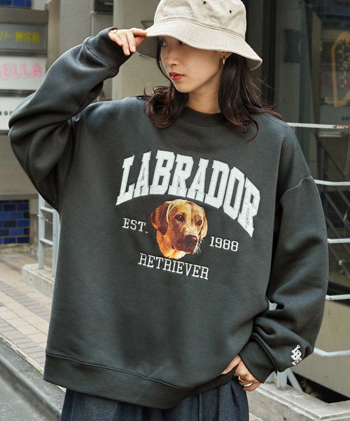 「Labrador Retriever」 スウェットカットソー「mono-martコラボ」 M ダークブラウン メンズ_画像2