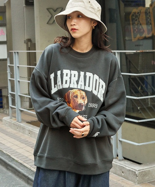 「Labrador Retriever」 スウェットカットソー「mono-martコラボ」 M ダークブラウン メンズ_画像4