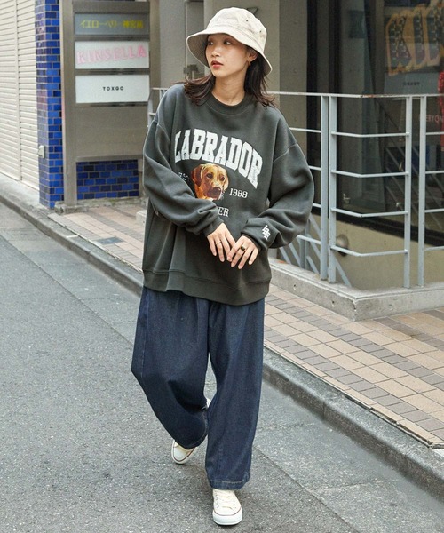 「Labrador Retriever」 スウェットカットソー「mono-martコラボ」 M ダークブラウン メンズ_画像6