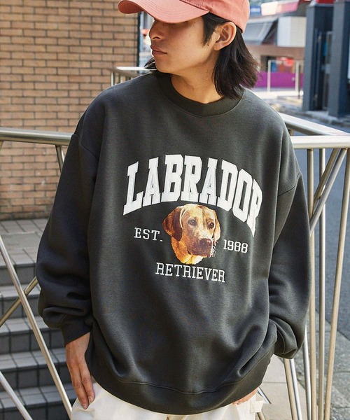 「Labrador Retriever」 スウェットカットソー「mono-martコラボ」 M ダークブラウン メンズ_画像8