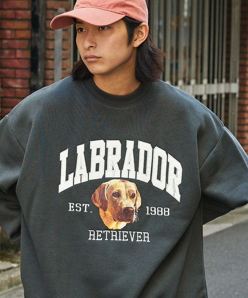 「Labrador Retriever」 スウェットカットソー「mono-martコラボ」 M ダークブラウン メンズ_画像9